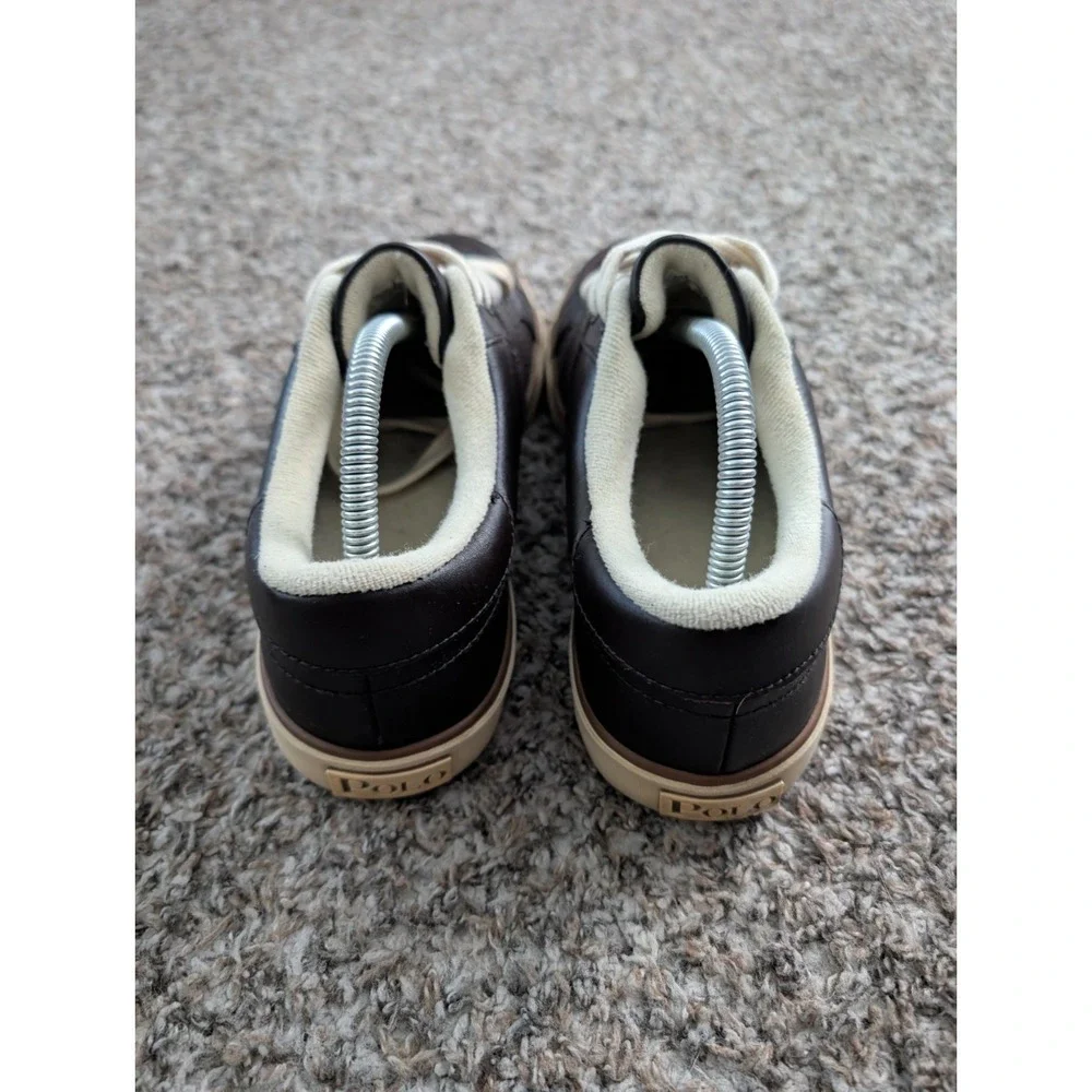 Polo Ralph Lauren Men's Size 9D Brown Leather Low Top Skate Sneakers Pony Logo